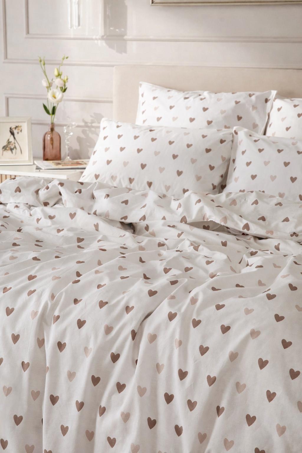 %100 pamuk cozy hearts tek kişilik nevresim seti