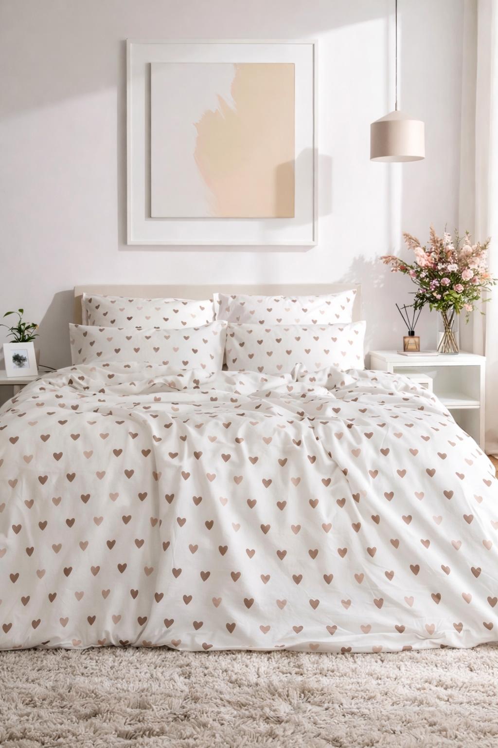%100 pamuk cozy hearts tek kişilik nevresim seti