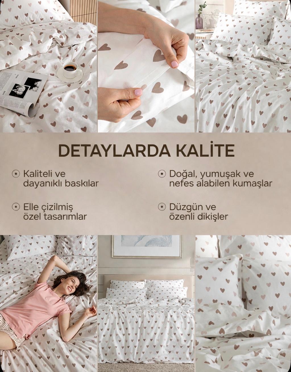 %100 pamuk cozy hearts tek kişilik nevresim seti