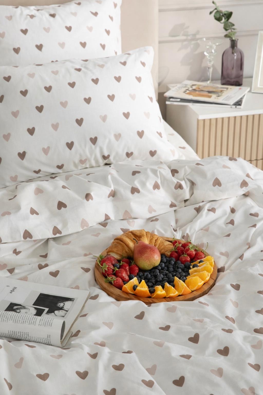 %100 pamuk cozy hearts tek kişilik nevresim seti
