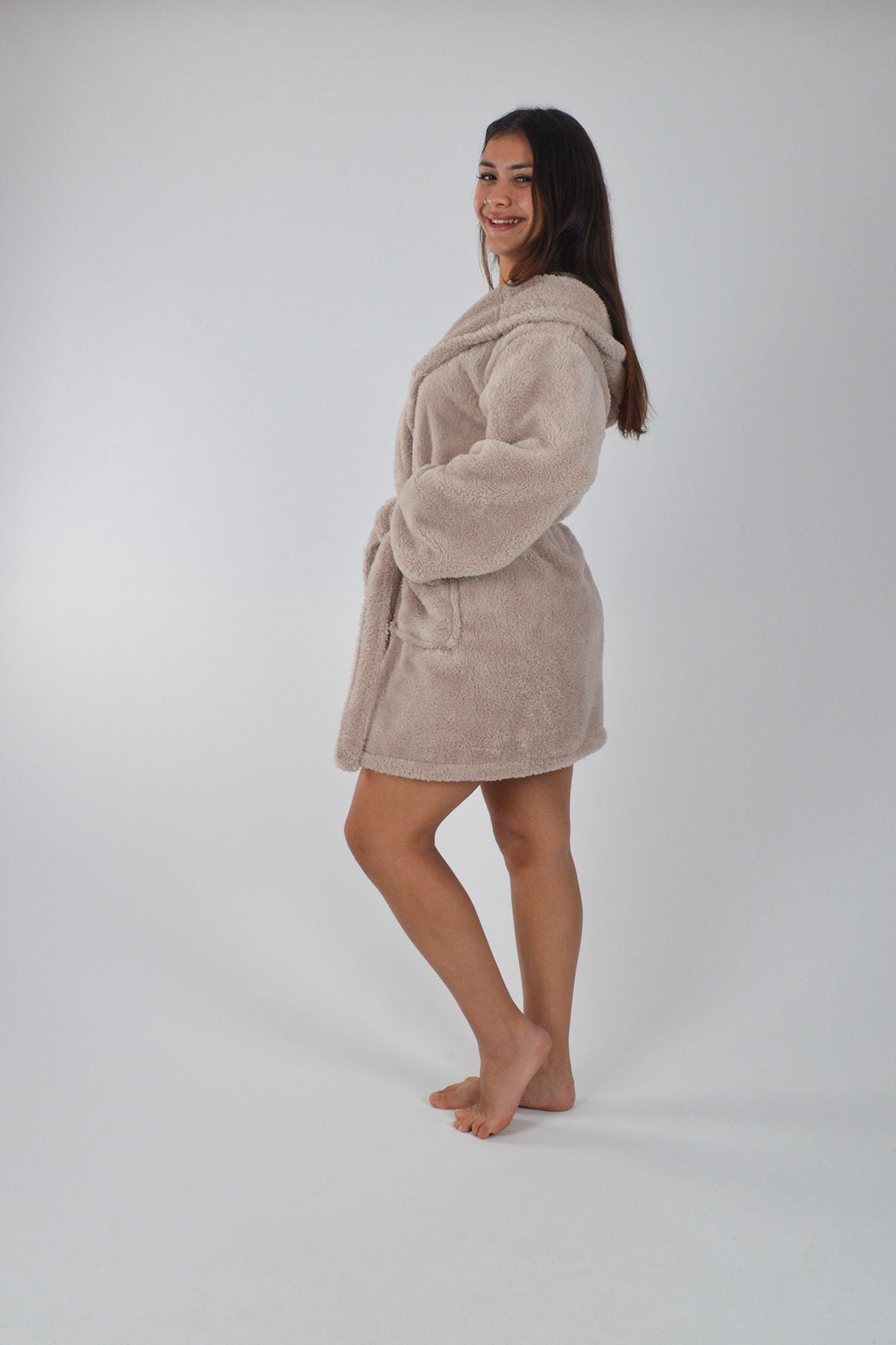 Kapşonlu Unisex Wellsoft Peluş Sabahlık | Bornoz