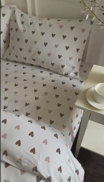 %100 pamuk cozy hearts tek kişilik nevresim seti